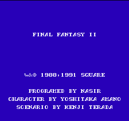 Final Fantasy II title screen for Famicom